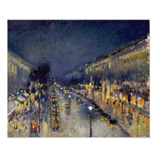 Camille Pissarro - Boulevard Montmartre på natten Fototryck