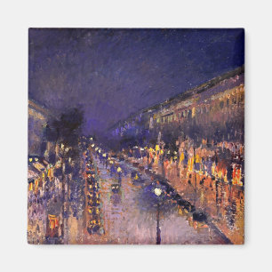 Camille Pissarro Boulevard Montmartre på natten Magnet