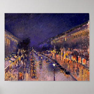 Camille Pissarro Boulevard Montmartre på natten Poster