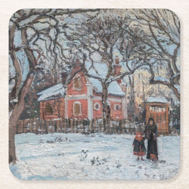 Camille Pissarro - Chataigniers a Louvecienne Underlägg Papper Kvadrat (Framsidan)
