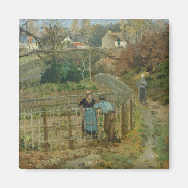 Camille Pissarro | Fence, 1872 (olja på arbetsyta) Magnet (Framsidan)