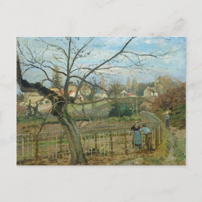 Camille Pissarro | Fence, 1872 (olja på arbetsyta) Vykort (Framsida)