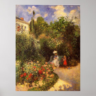 Camille Pissarro - Garden 1877-bänkshade träd Poster