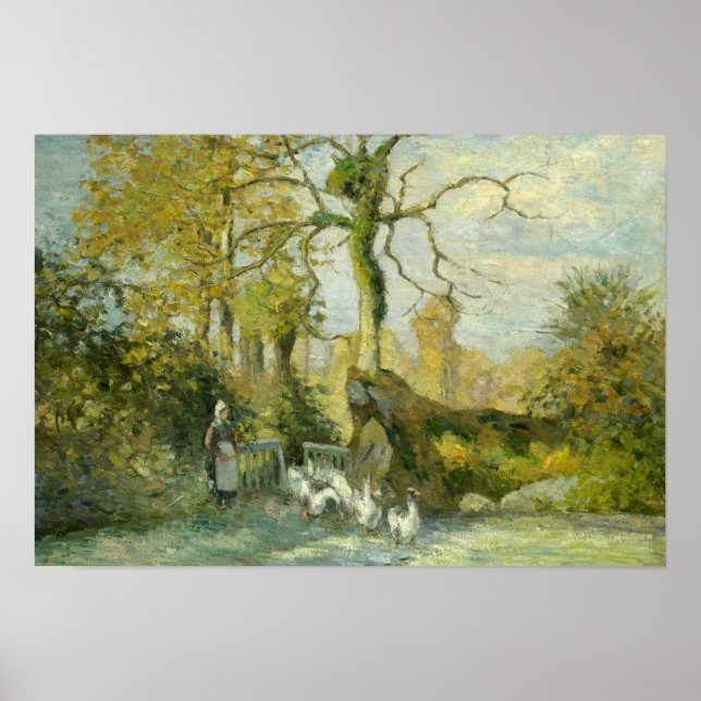 Camille Pissarro - Goose Girl vid Montfoucault Poster (Framsidan)