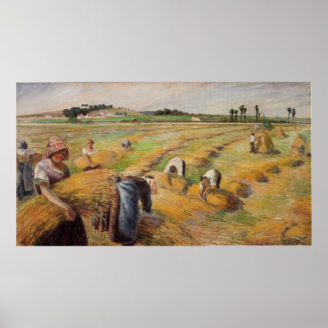 Camille Pissarro - Harvest 1882 Oil Grain Farm Poster (Framsidan)