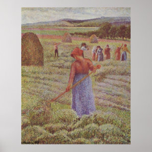 Camille Pissarro - Hay @ Eragny Farmer 1889 Oil Poster