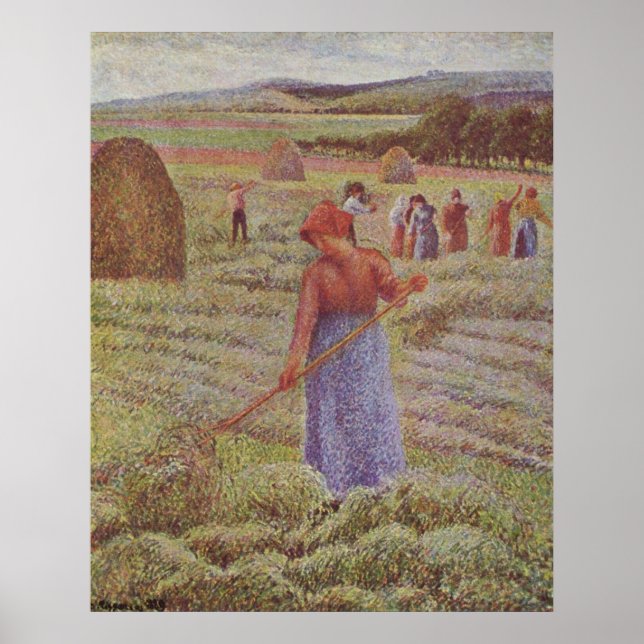 Camille Pissarro - Hay @ Eragny Farmer 1889 Oil Poster (Framsidan)
