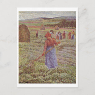 Camille Pissarro - Hay @ Eragny Farmer 1889 Oil Vykort