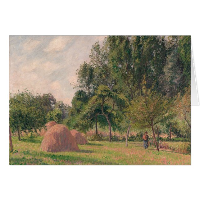 Camille Pissarro | Haystacks, God morgon, Eragny Hälsningskort (Framsidan Horizontal)