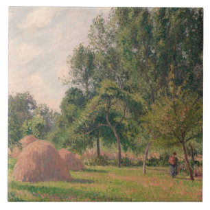 Camille Pissarro - Haystacks, God morgon, Eragny Kakelplatta