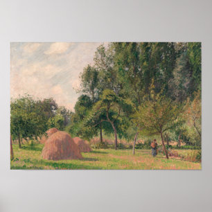 Camille Pissarro - Haystacks, God morgon, Eragny Poster