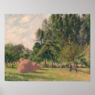 Camille Pissarro - Haystacks, God morgon, Eragny Poster