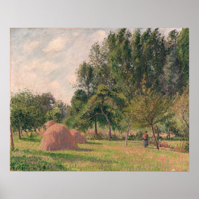Camille Pissarro | Haystacks, God morgon, Eragny Poster (Framsidan)