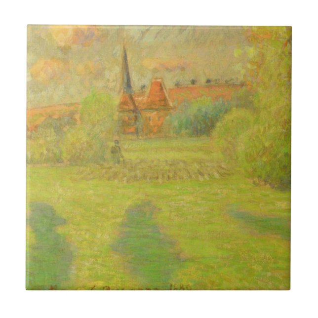 Camille Pissarro | herden och kyrkan av Kakelplatta (Framsidan)