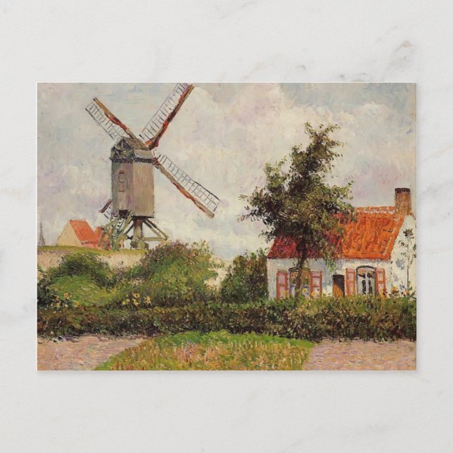 Camille Pissarro- Kvarn at Knokke, Belgien Vykort (Framsida)