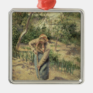 Camille Pissarro kvinna som gräver i en Julgransprydnad Metall