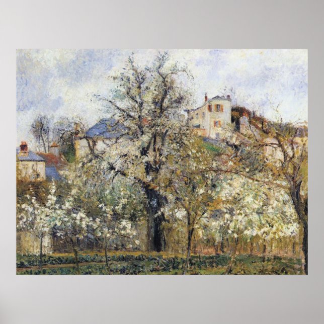 Camille Pissarro - Orchard w/ Blommar Träd 1877 Poster (Framsidan)