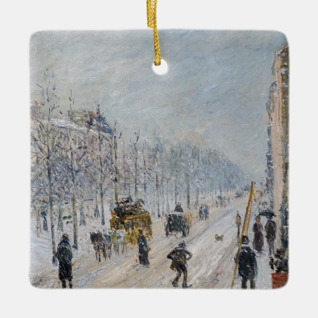 Camille Pissarro - Outer Boulevards, Snö Effect Julgransprydnad Keramik (Framsida)