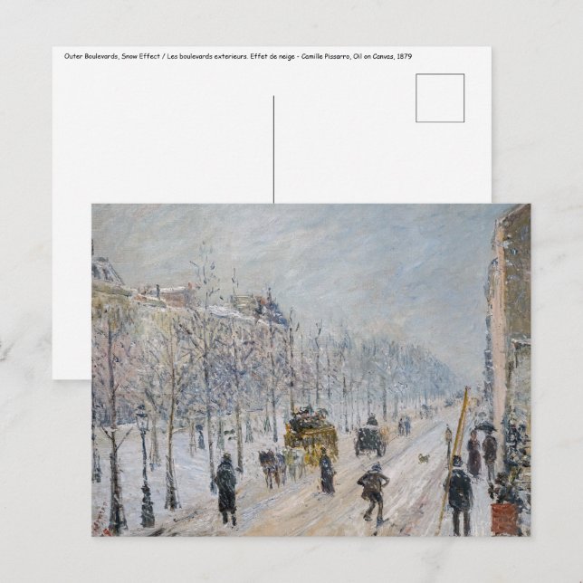 Camille Pissarro - Outer Boulevards, Snö Effect Vykort (Fram/baksida)