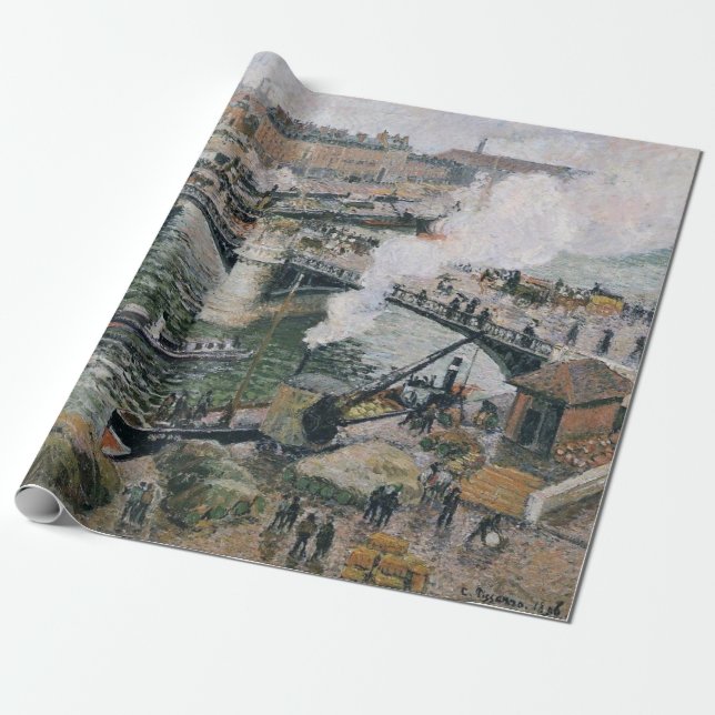 Camille Pissarro Pont Boieldieu in Rouen Painting Presentpapper (Utrullad)