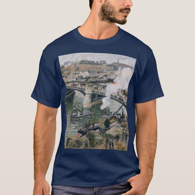 Camille Pissarro Pont Boieldieu in Rouen Painting T Shirt (Framsida)