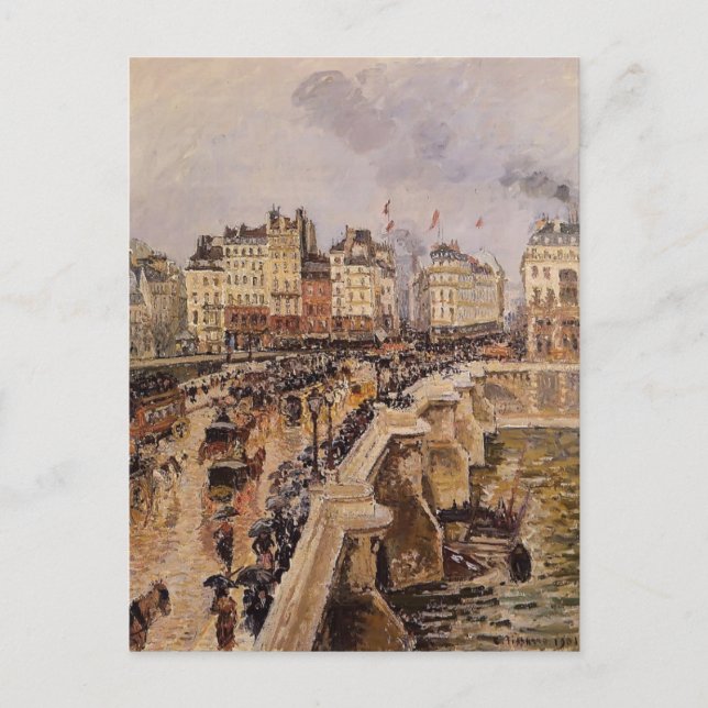 Camille Pissarro- Pont Neuf, Rainy Aftermiddag Vykort (Framsida)