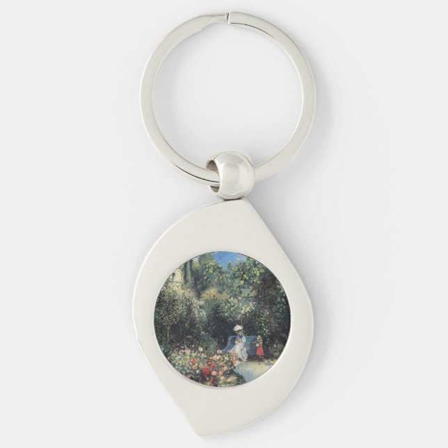 Camille Pissarro Pontoise Garden Swirl Silverfärgad Nyckelring (Framsidan)