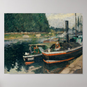 Camille Pissarro - pråmar på Pontoise Poster