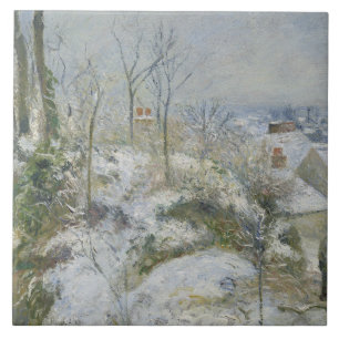 Camille Pissarro - Rabbit Warren vid Pontoise, Snö Kakelplatta
