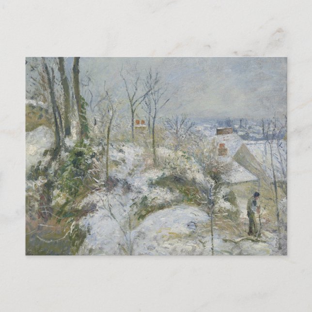 Camille Pissarro - Rabbit Warren vid Pontoise, Snö Vykort (Framsida)