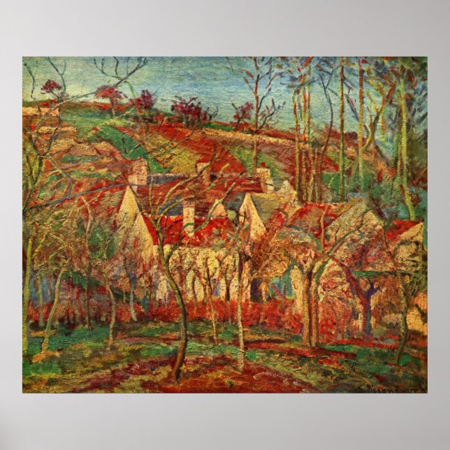 Camille Pissarro - Red Tak 1877 Oil Canvas house Poster (Framsidan)