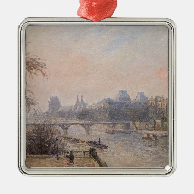 Camille Pissarro - Seine och Louvre Julgransprydnad Metall (Framsidan)