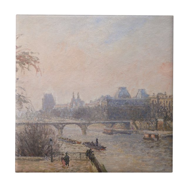 Camille Pissarro - Seine och Louvre Kakelplatta (Framsidan)