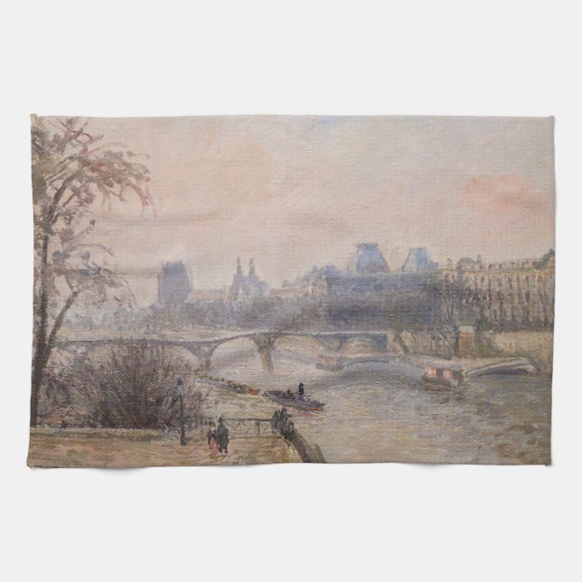 Camille Pissarro - Seine och Louvre Kökshandduk (Horisontell)