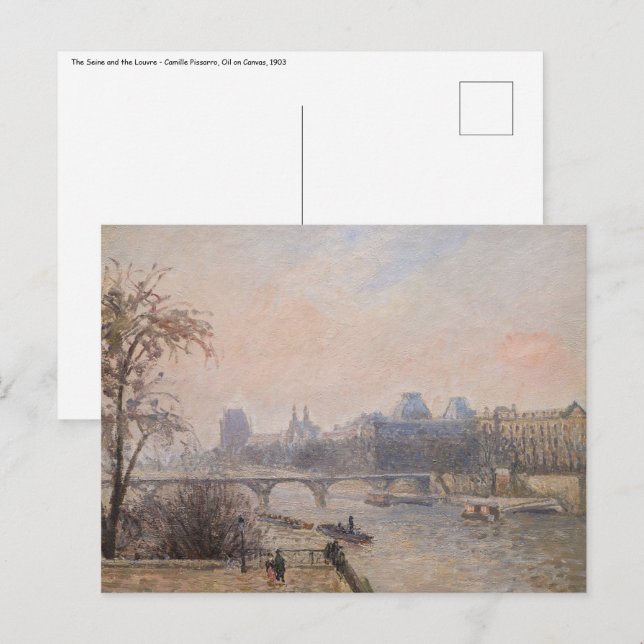 Camille Pissarro - Seine och Louvre Vykort (Fram/baksida)