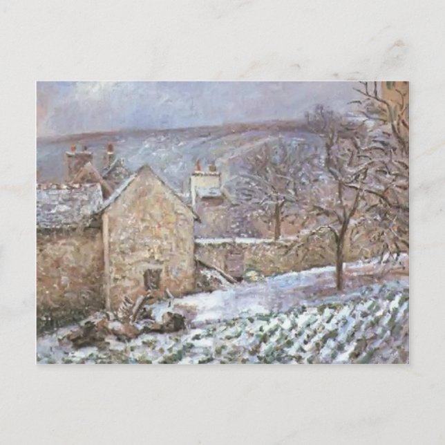 Camille Pissarro-Snö vid Hermitage, Pontoise Vykort (Framsida)