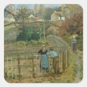 Camille Pissarro staket, 1872 (olja på kanfas) Fyrkantigt Klistermärke