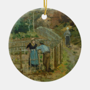 Camille Pissarro staket, 1872 (olja på kanfas) Julgransprydnad Keramik