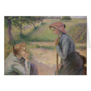 Camille Pissarro Två unga kvinnor Hälsningskort