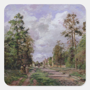 Camille Pissarro   Vägen till Louveciennes, 1871 Fyrkantigt Klistermärke