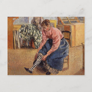 Camille Pissarro- Woman Pending on her Stockings Vykort