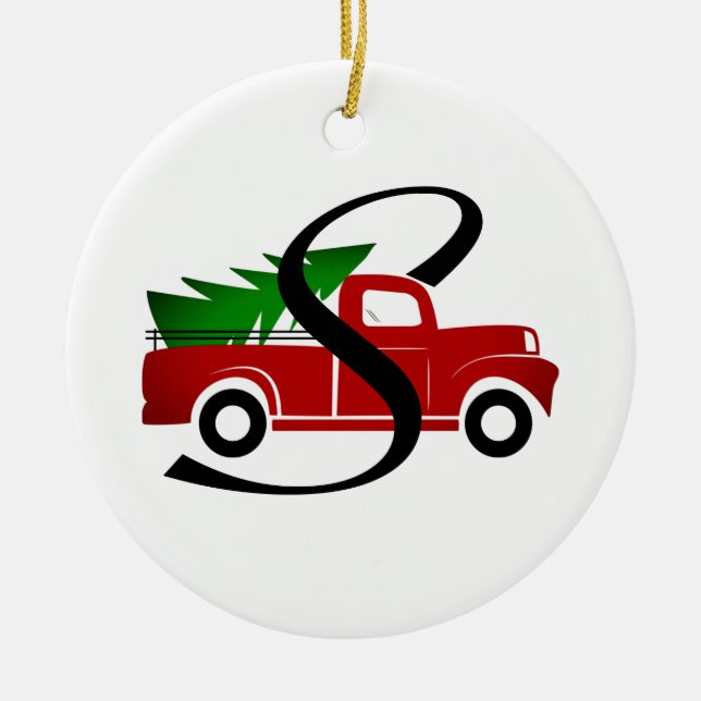 Caminhão árägare de Natal Estilo Rústico Farmhouse Julgransprydnad Keramik (Framsidan)