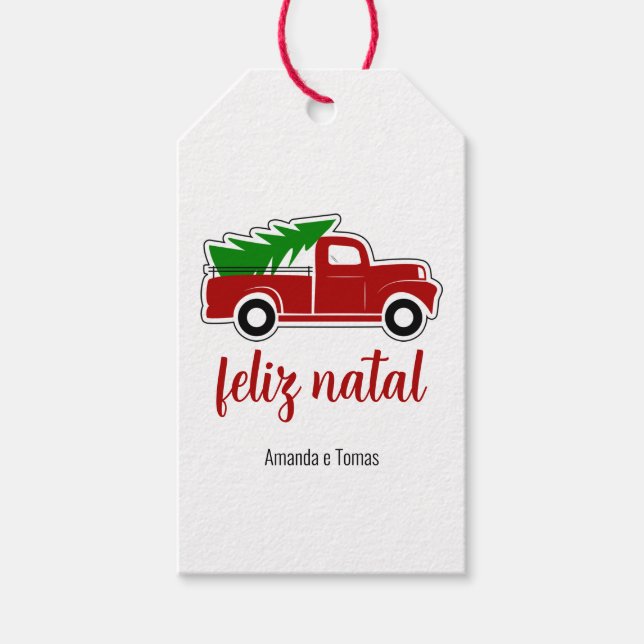 Caminhão Rústico Árägare de Natal Gift Märkres Presentetikett (Framsidan)