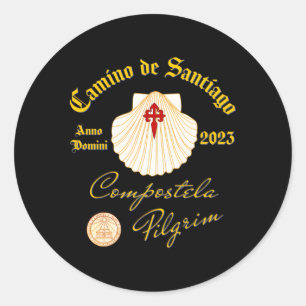 Camino De Santiago Anno Domini 2023 Scallop Snäcka Runt Klistermärke