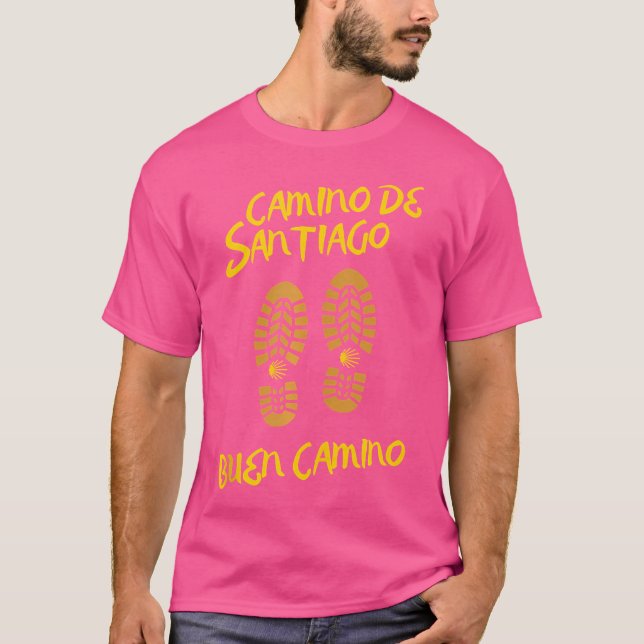 Camino De Santiago Buen Camino Hiking Boots Souven T Shirt (Framsida)