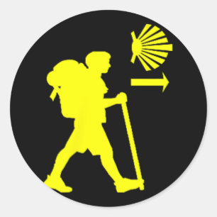 Camino De Santiago De Compostela Spanien Pilgrim V Runt Klistermärke