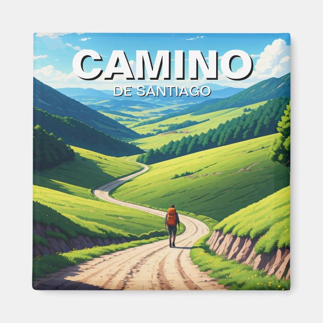 Camino de Santiago Hiker Hiking Magnet (Framsidan)