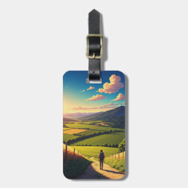 Camino de Santiago Hiker Hiking Sunset Bagagebricka