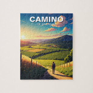 Camino de Santiago Hiker Hiking Sunset Pussel