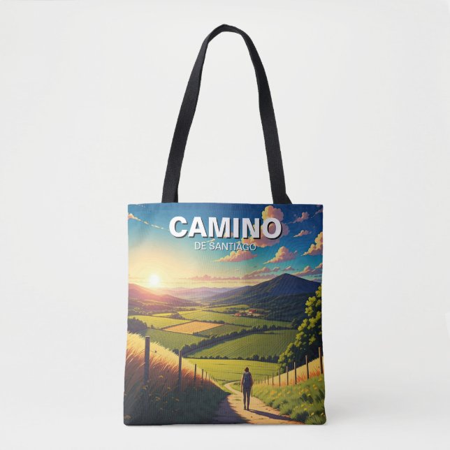 Camino de Santiago Hiker Hiking Sunset Tygkasse (Framsida)